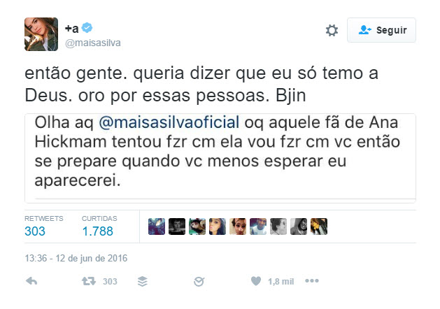 ameaça morte Maisa Silva